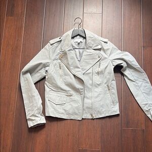 New York & Company Light Gray Leather Jacket
